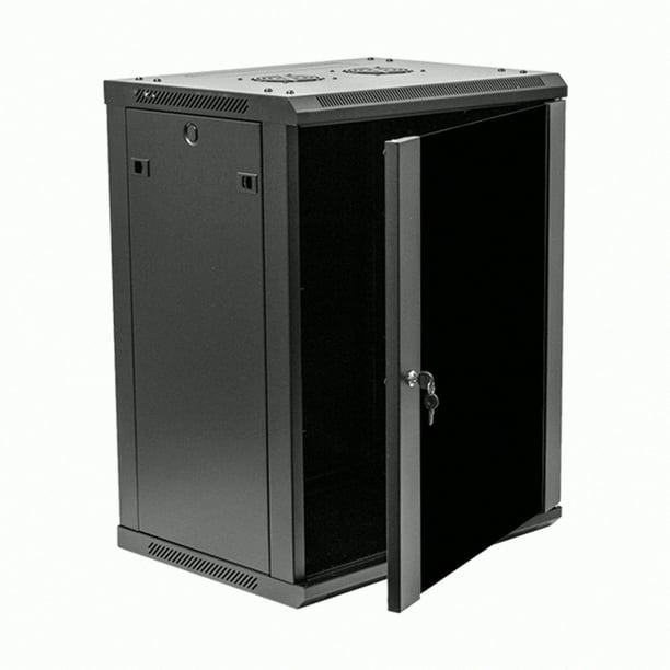 19-Inch IT Cabinet Enclosure with Locking Glass Door Wall Mount Network Server Cabinet Enclosure Server Network Rack 2 Set 12U Cabinet Rack Enclosure ，Black Wall Mount Network Server 